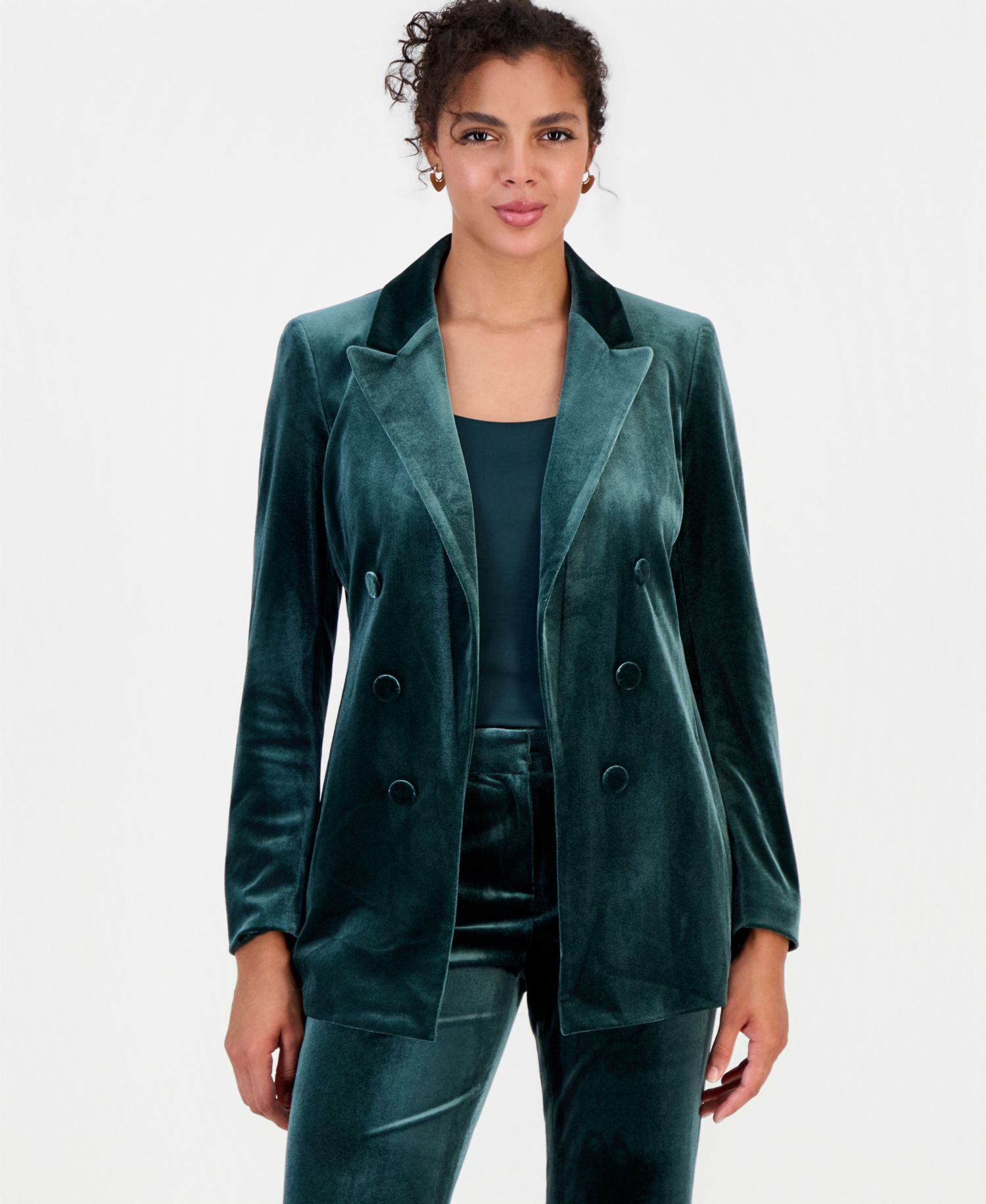 Women's Velvet Faux Double-Breasted Blazer