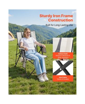 Heated Camping Chair, 3 Heat Settings, High Back Folding Chair, 260lbs Support, Padded Armrest and Cupholder