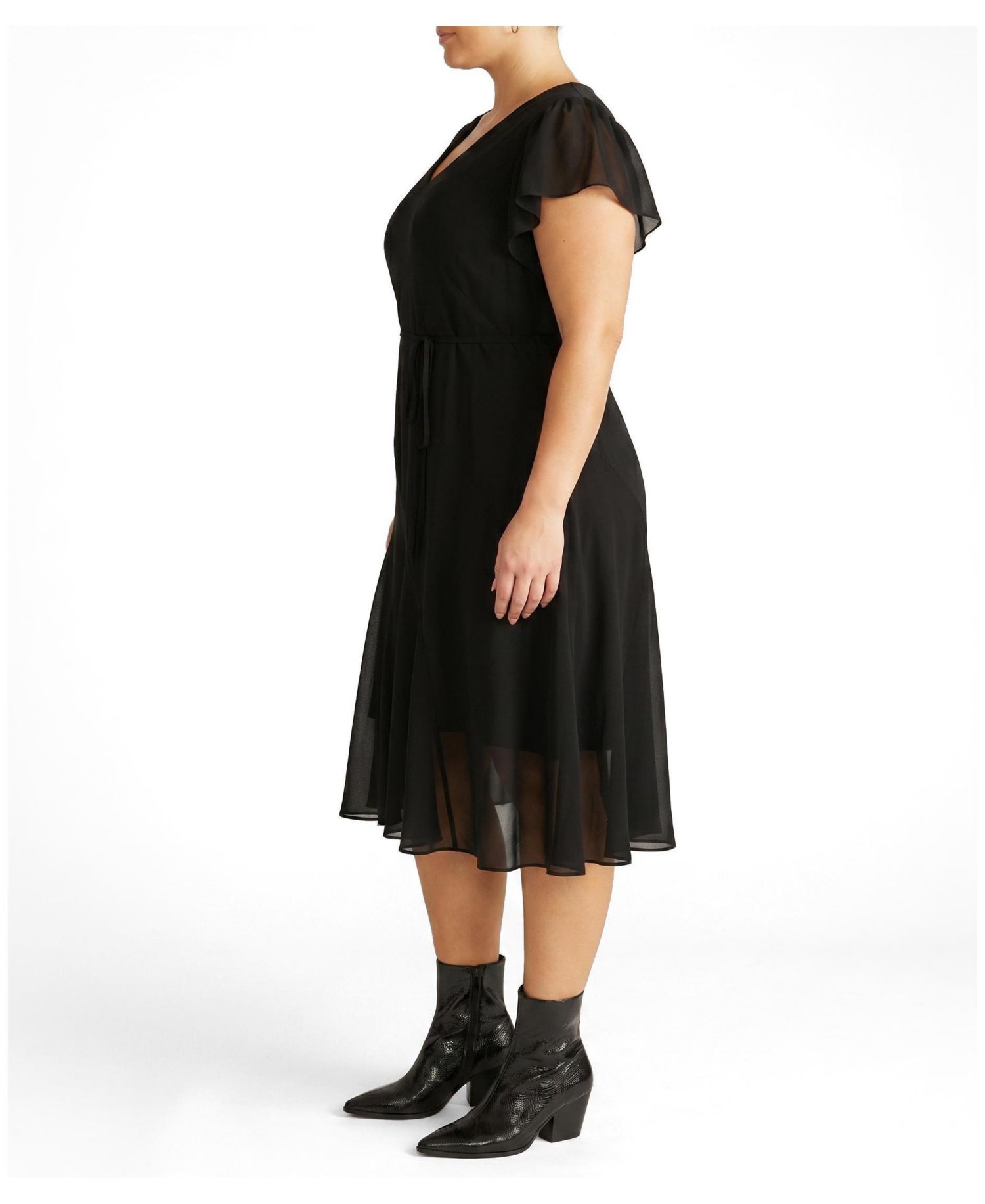 Plus Size Seville Wrap-Style A-Line Midi Dress