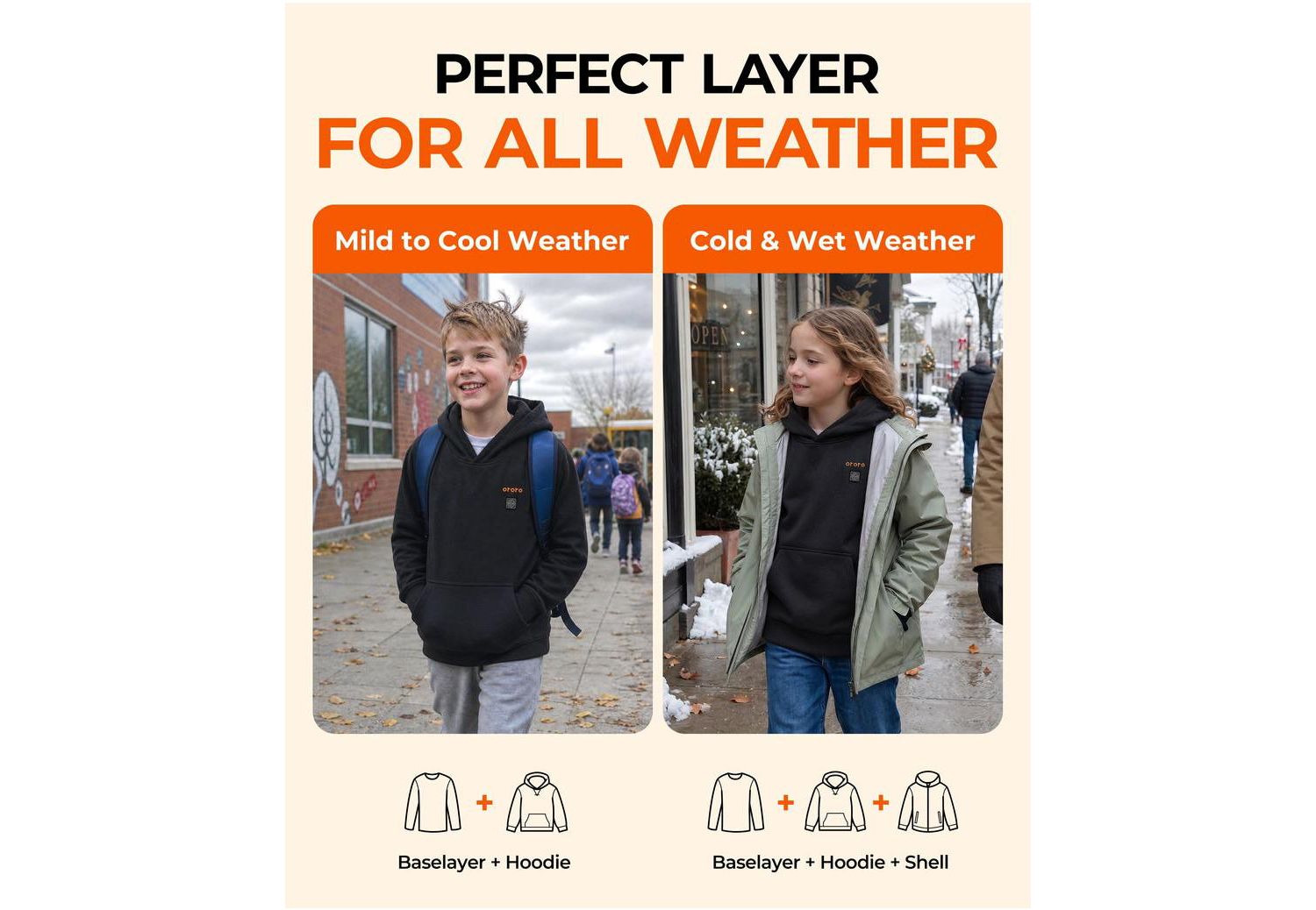 Kids' Unisex S TO XL 4-Zone Heated Fleece Hoodie