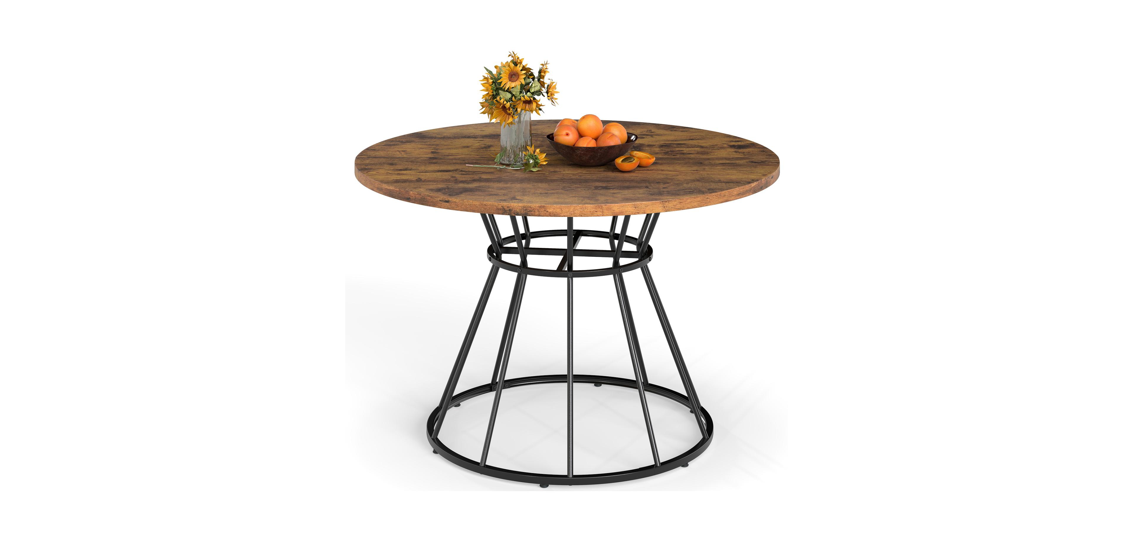 Mecale 47-Inch Round Farmhouse Dining Table for 4