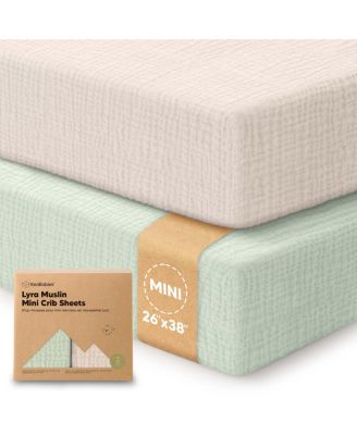 Lyra Muslin Mini Crib Sheets for Boys, Girls, 2-Pack Soft Organic Cotton Pack and Play Sheets Fitted, 38x26