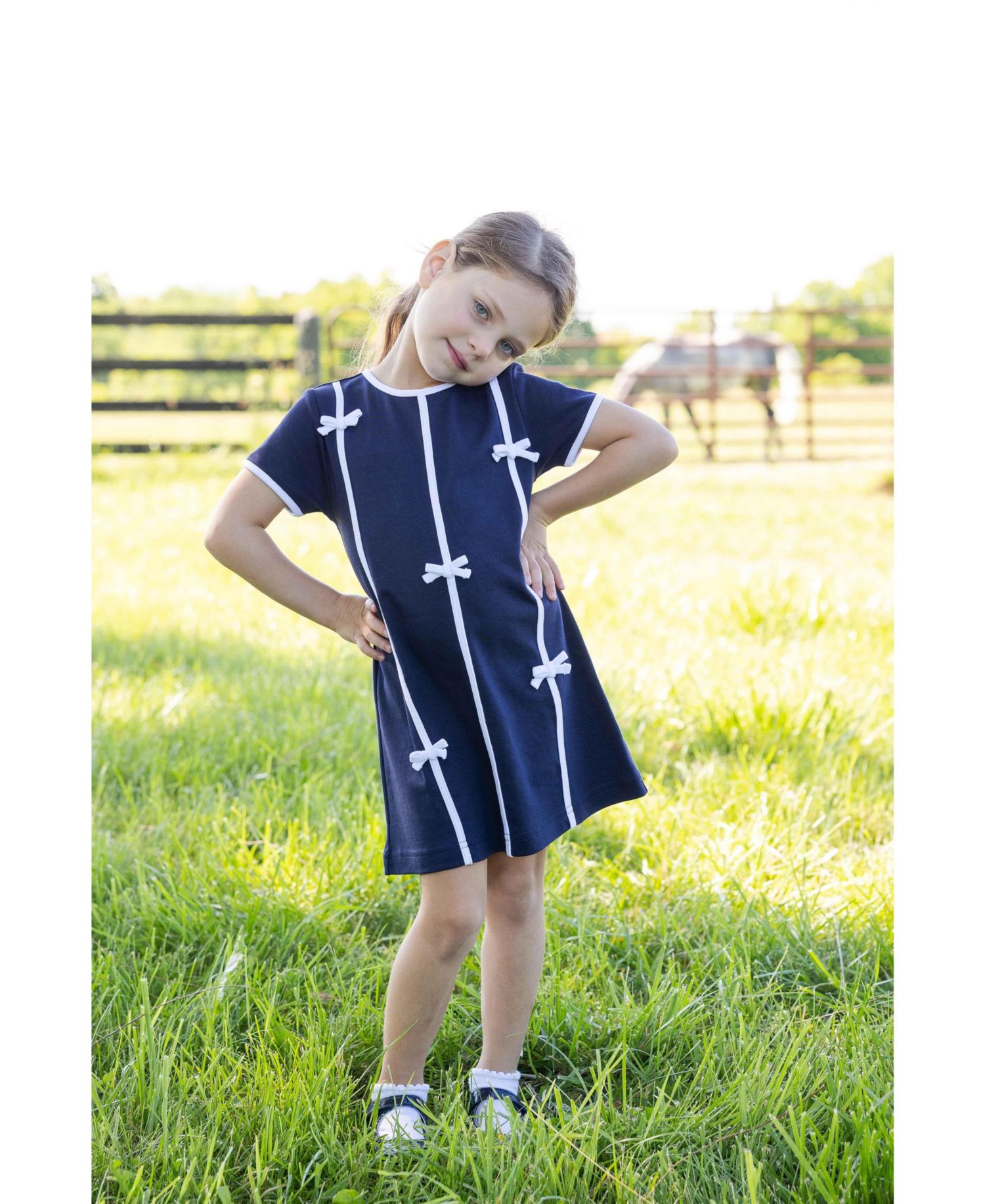 Girls (7-10) Knit Dress with Bows