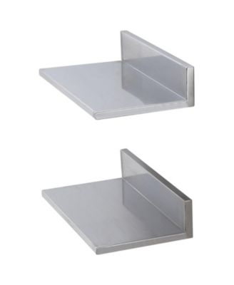Stainless Steel Floating Wall Shelves Set of 2 with Backsplash for Restaurant Kitchen Storage