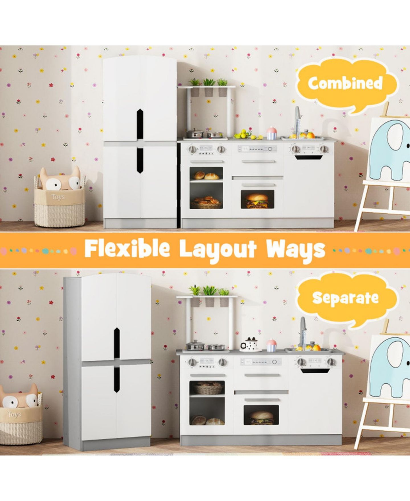 Детский игровой набор SUGIFT Running Water Faucet 2-Piece Wooden Kitchen Playset, Ages 3+, цвет: Серый — фото 5
