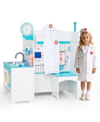 Kids Doctor Playset 27-Piece Medical Station with Height Bar and ECG Monitor Ages 3-6