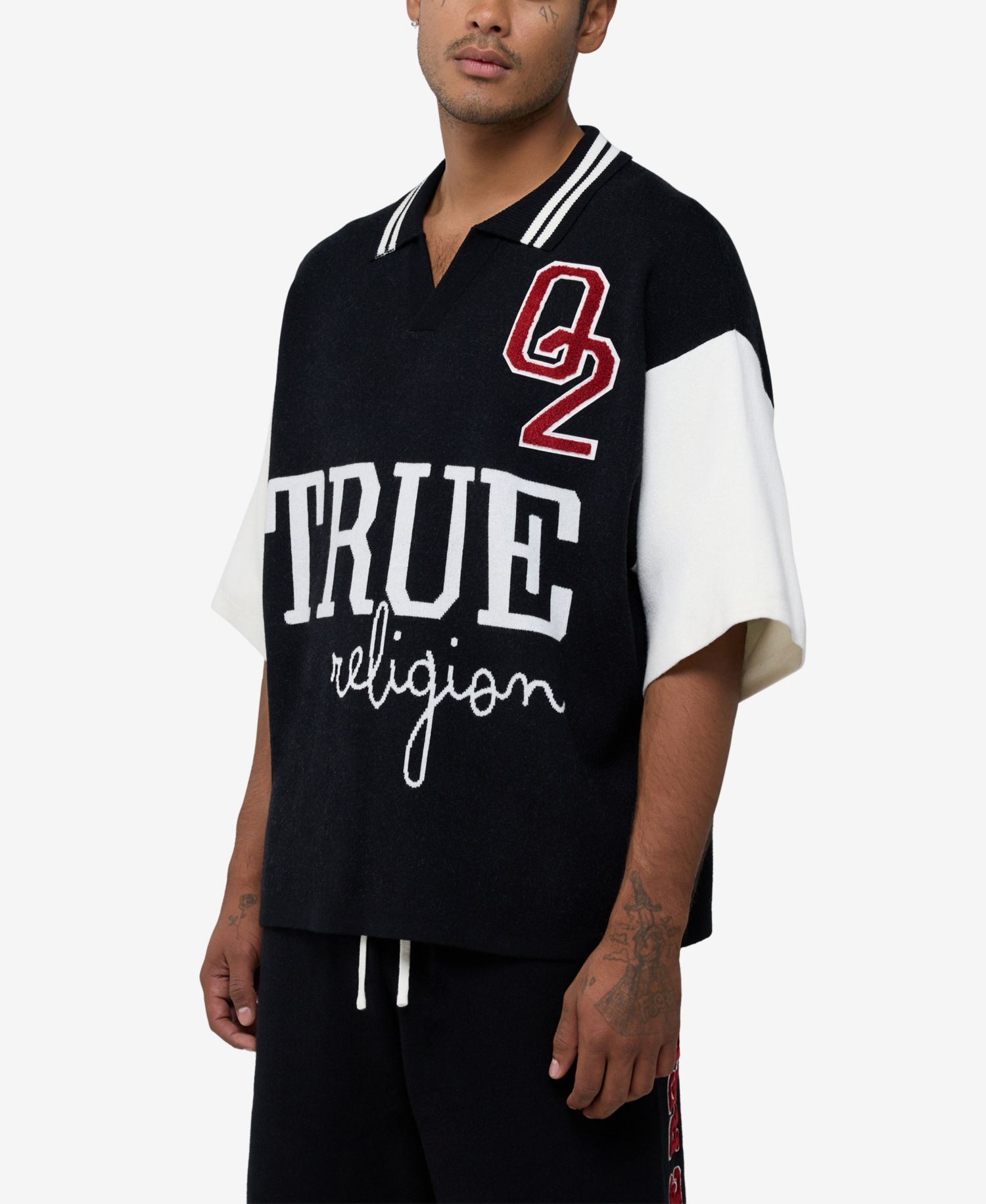 Men's Knit Oversized Polo Shirt