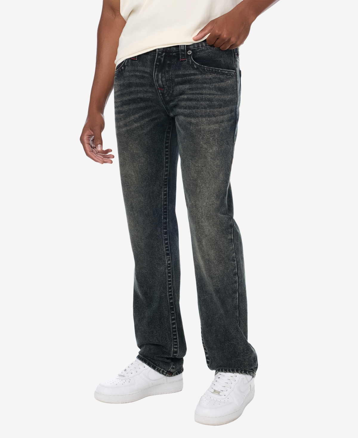 True Religion Men's Ricky Embroidered Flap Straight Jeans