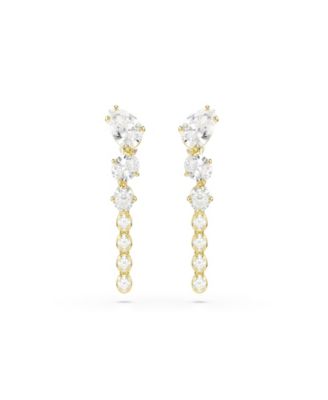 Gold-Tone Plated White Crystal Earrings