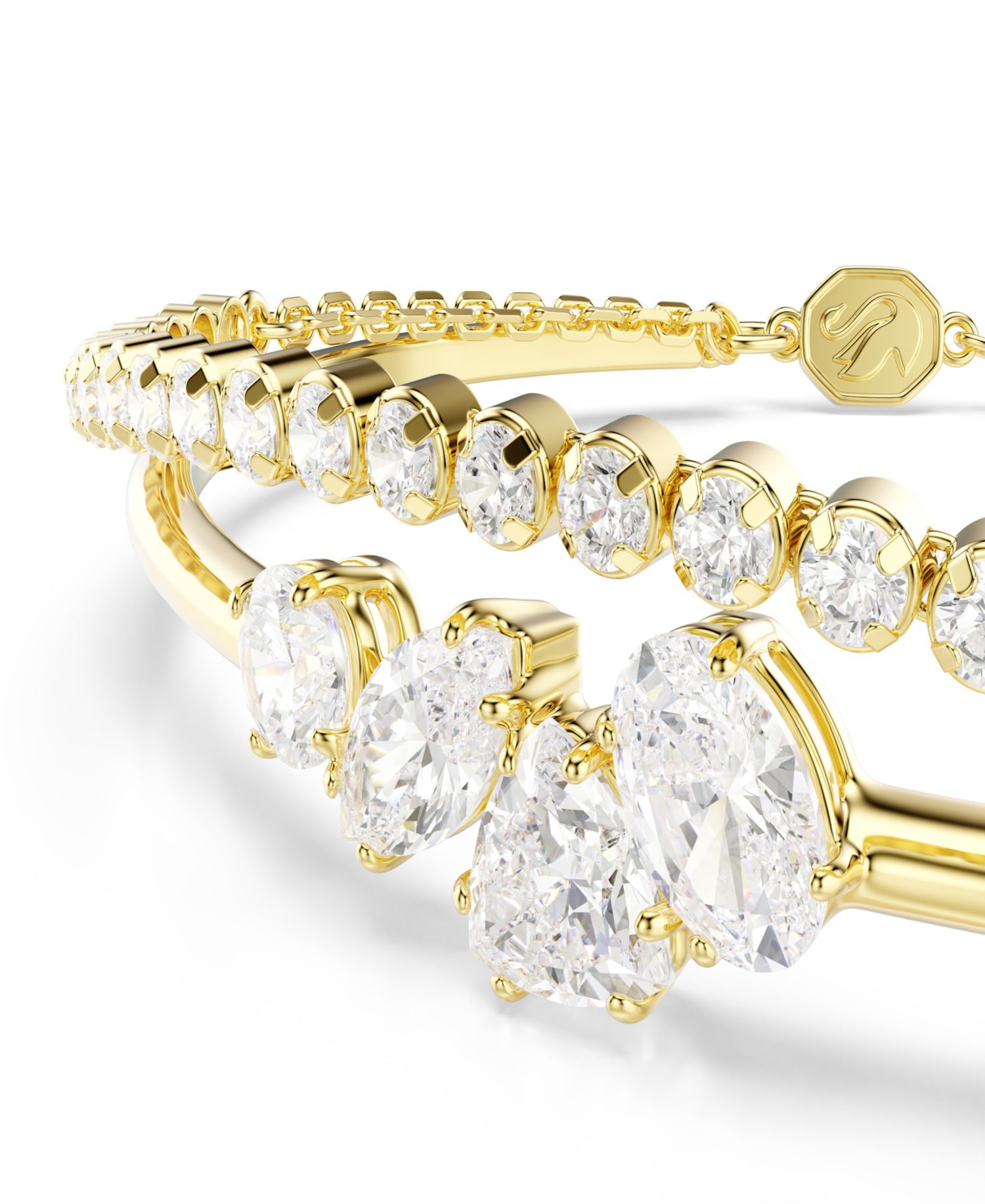 Gold-Tone Plated White Crystal Bracelet