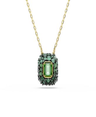 Gold-Tone Plated Green Crystal Necklace