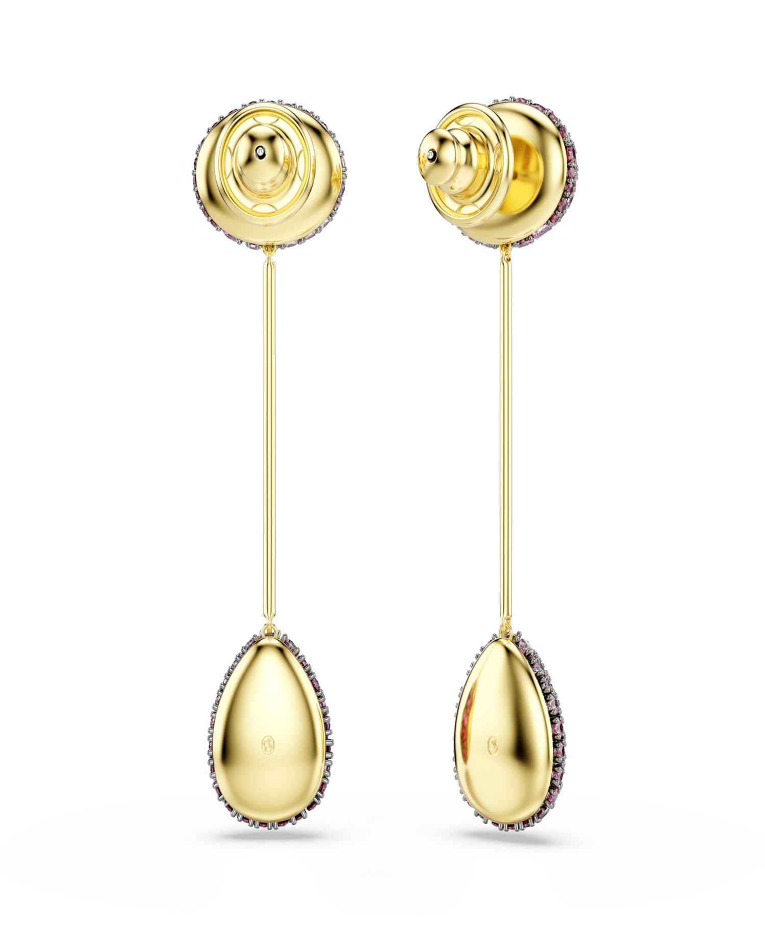 Gold-Tone Plated Red Crystal Earrings