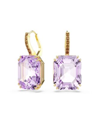 Gold-Tone Plated Colored-Stone Crystal Earrings