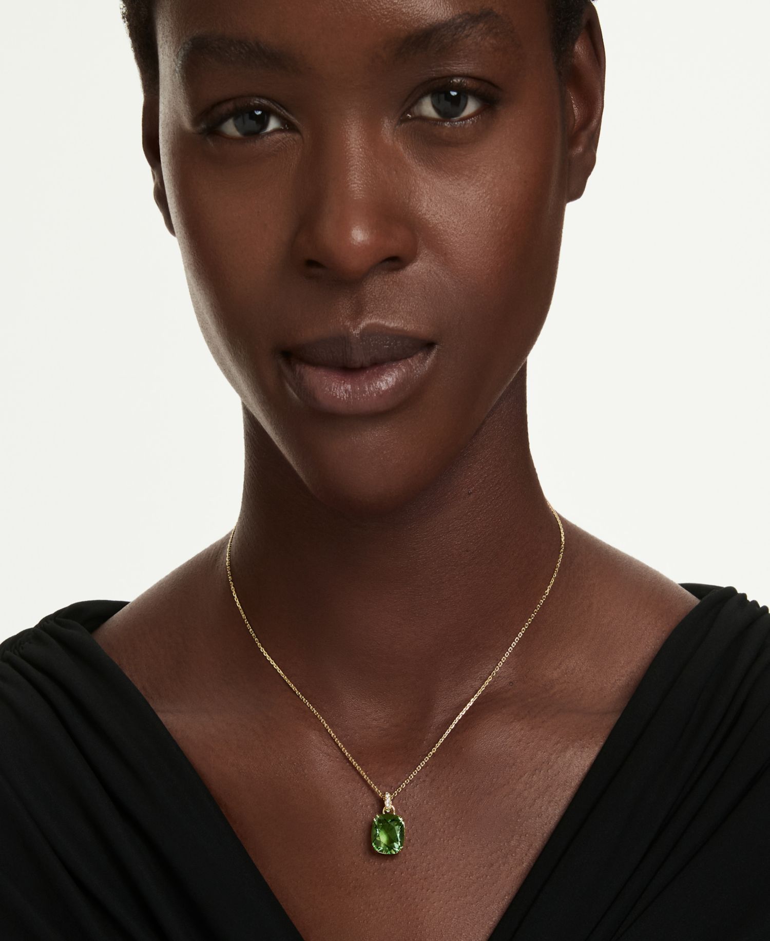 Gold-Tone Plated Green Crystal Necklace