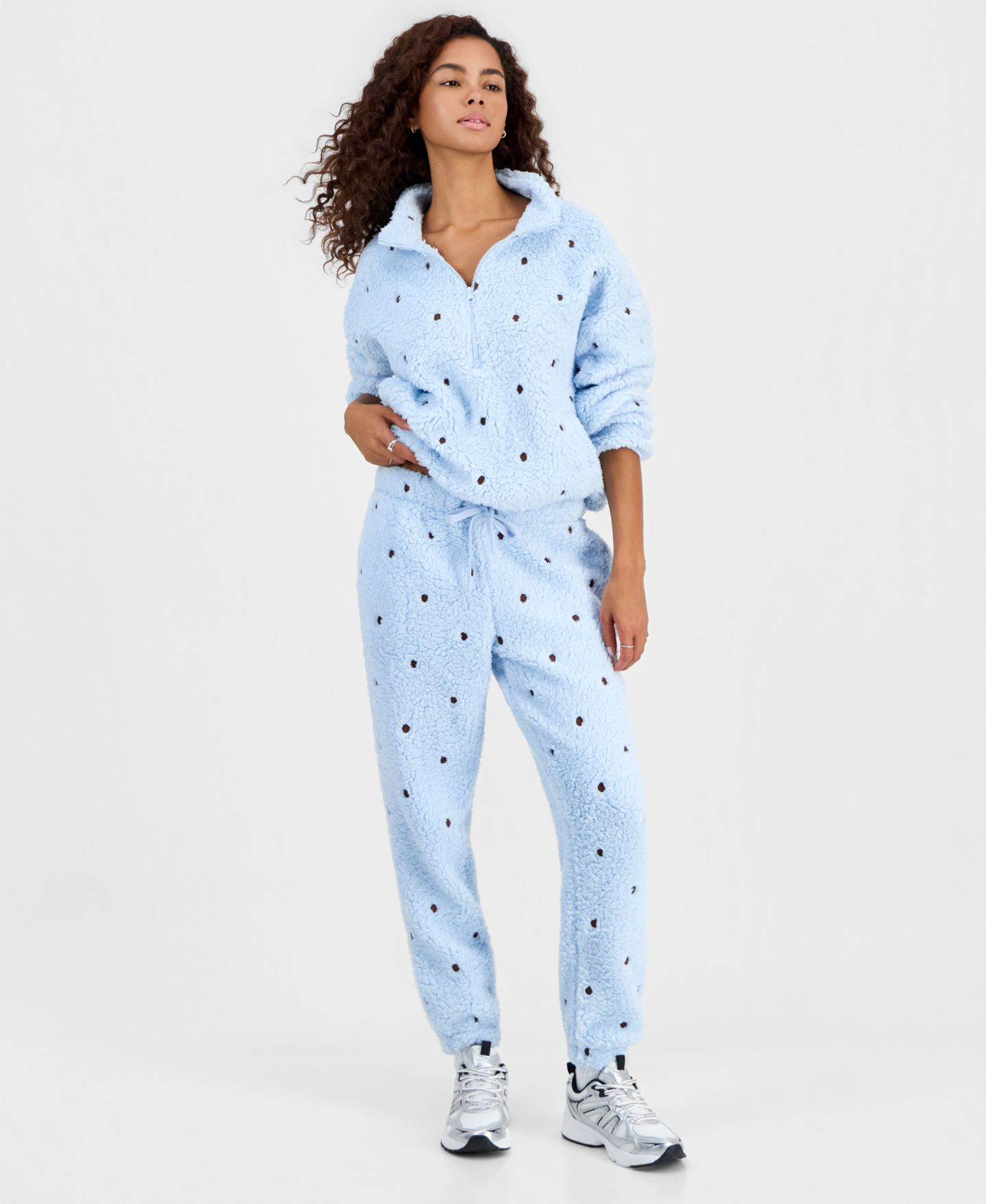 Женские брюки Hippie Rose Juniors' Sherpa Embroidered, цвет: Синий / Шоколадный — фото 4
