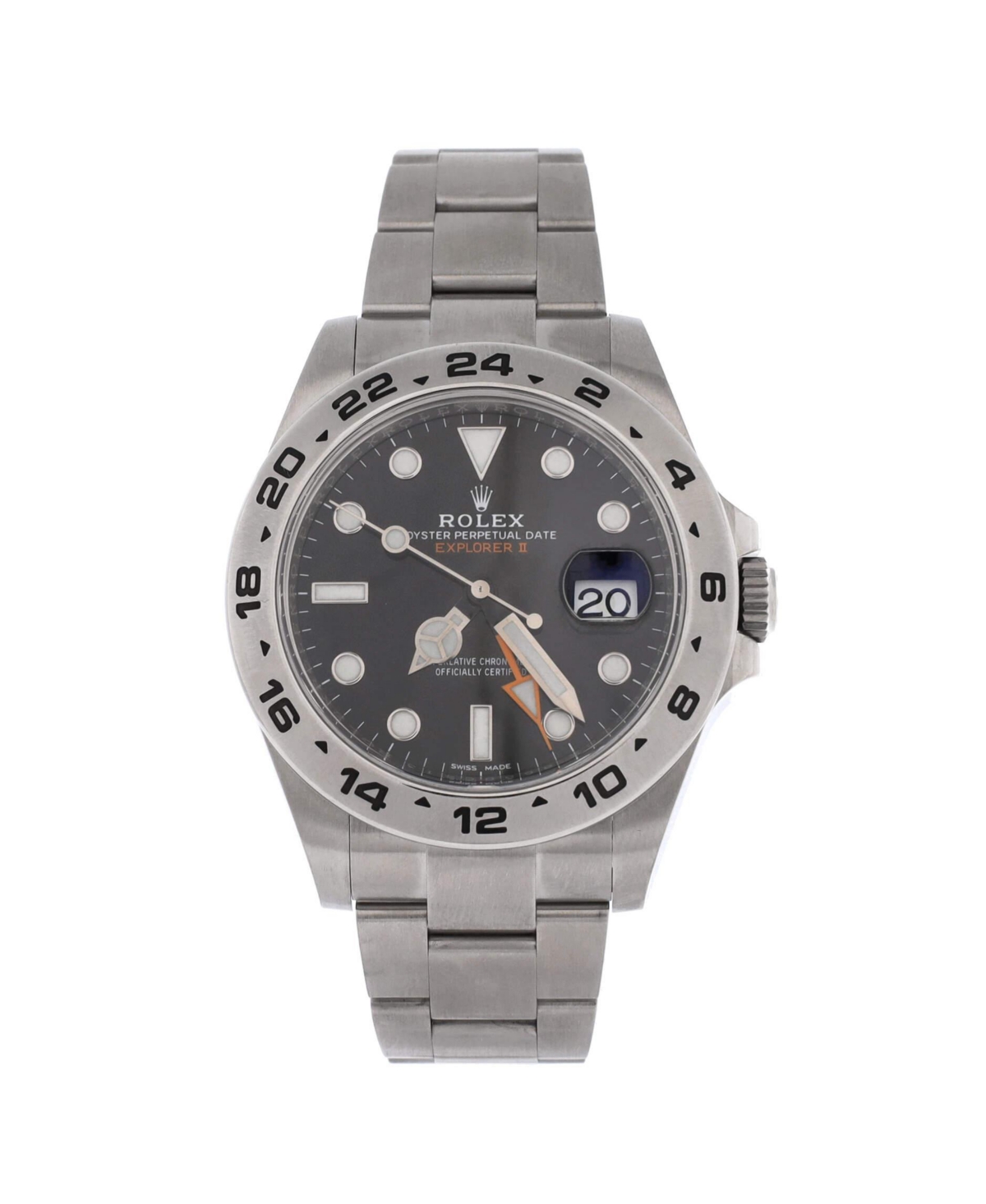 PreOwned Rolex Oyster Perpetual Explorer Ii Automatic Watch in Stainless Steel 42mm  Dial color black