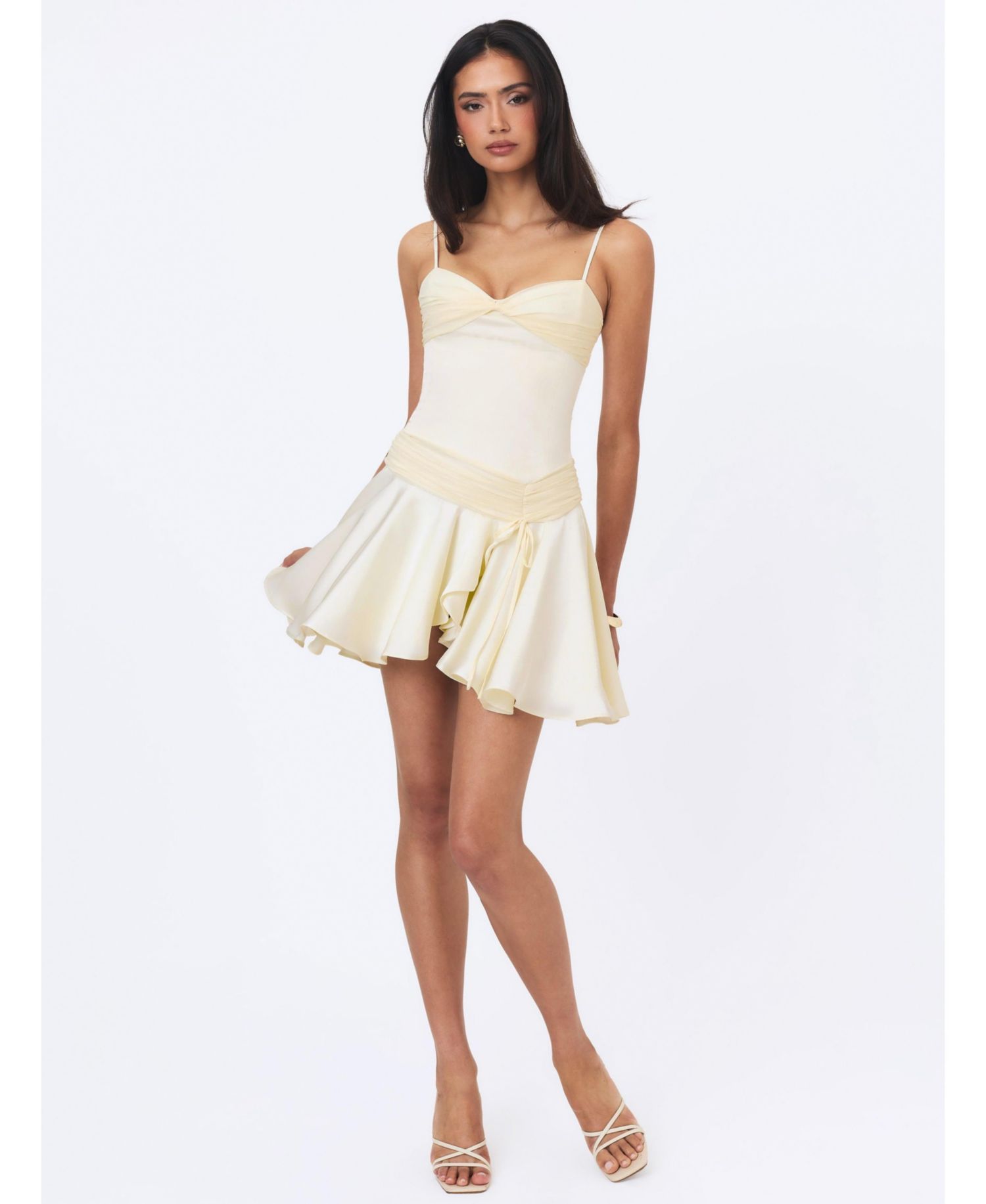 Women's Yvonne Asymmetrical Ruched Sweetheart Neck Mini Dress