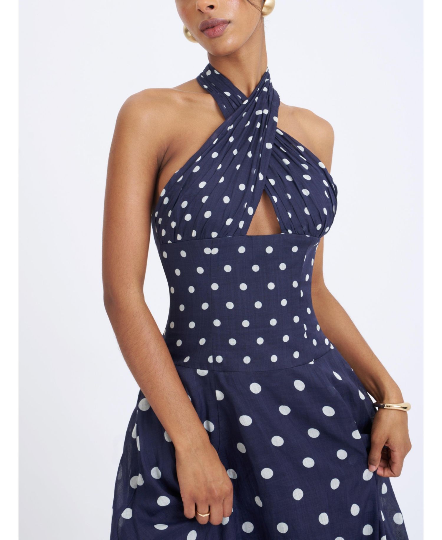 Women's Nuri Polka-Dot Halter A-Line Midi Dress