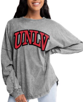 Women's Gray UNLV Rebels Faded Wash Pullover Sweatshirt