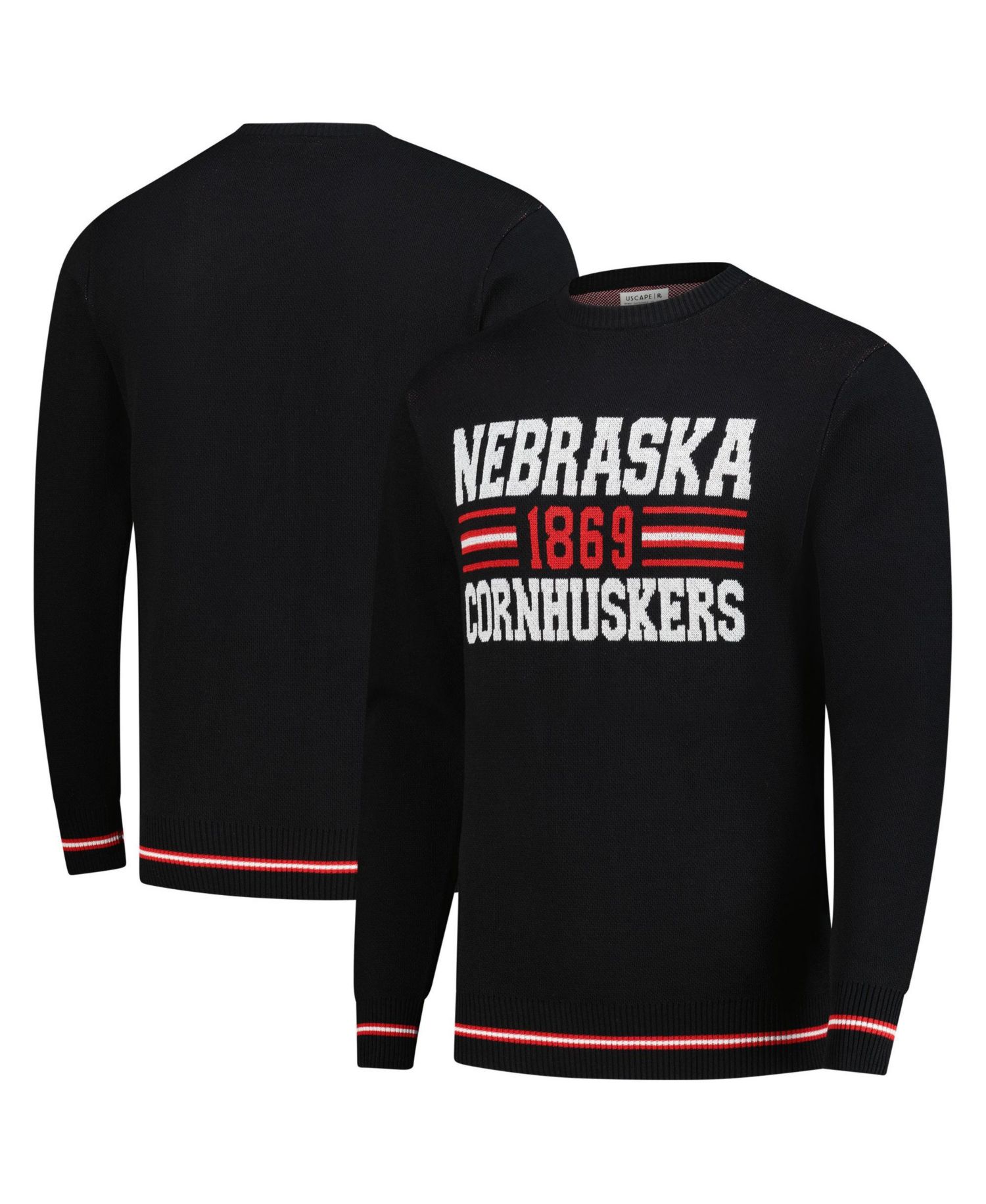 Men's and Women's Black Nebraska Huskers Renew Knit Vintage Retro Sweater