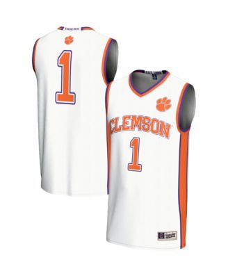 Men's 1 White Clemson Tigers Lightweight Basketball Jersey