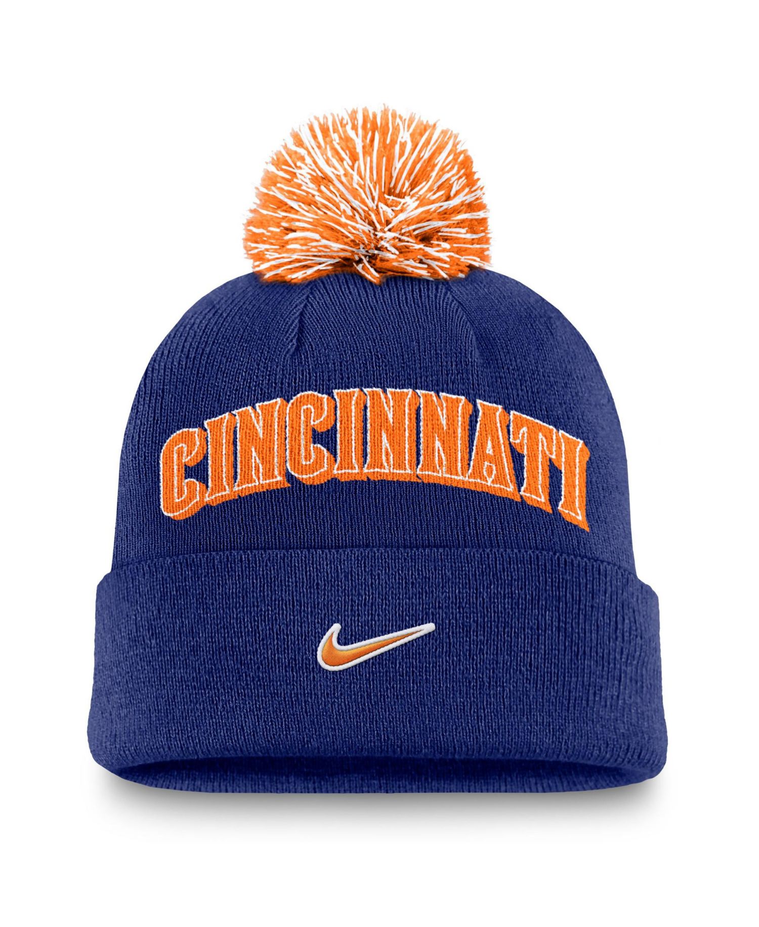 Men's Royal Cincinnati Reds Peak Cuffed Pom with Knit Hat