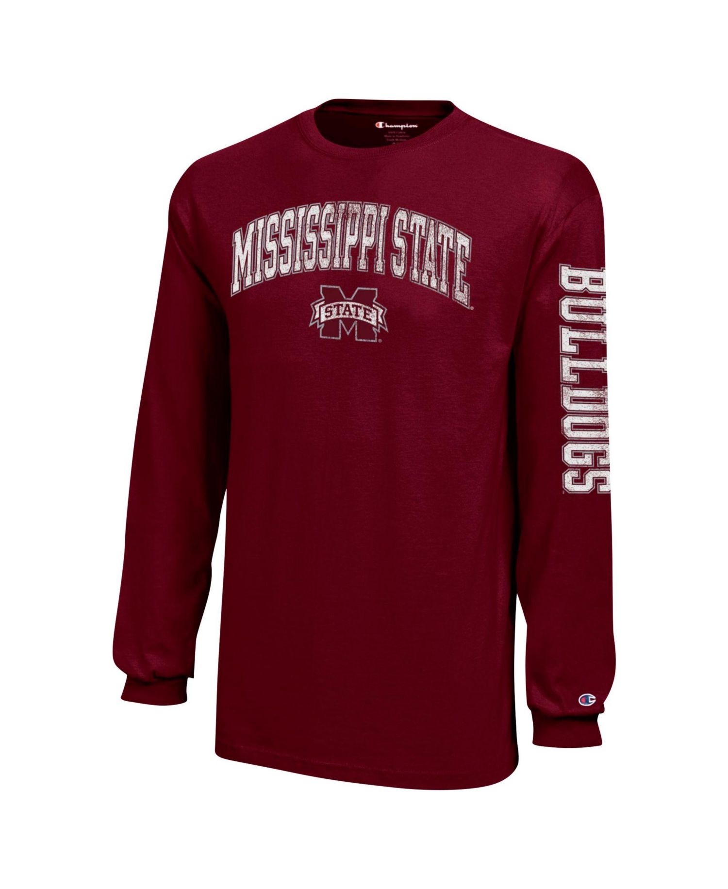Big Boys and Girls Maroon Mississippi State Bulldogs Distressed Arch Over Logo Long Sleeve T-Shirt