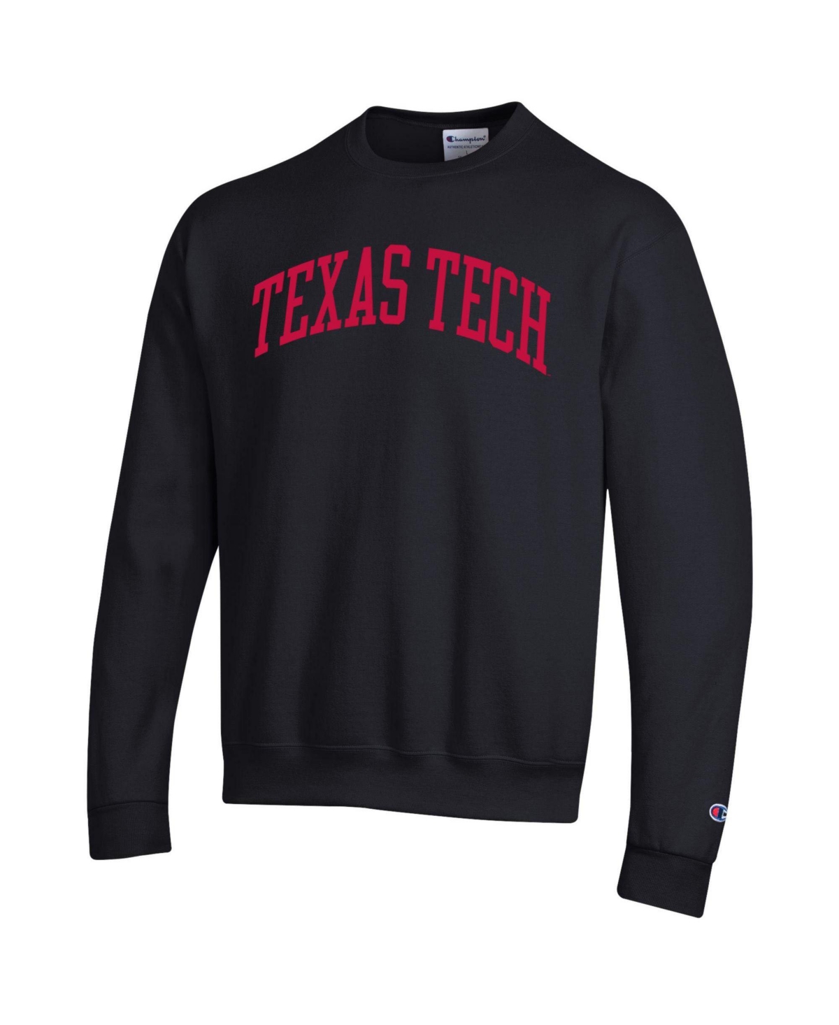 Champion Men's Black Texas Tech Red Raiders Basic Arch Fleece Pullover Sweatshirt In Black