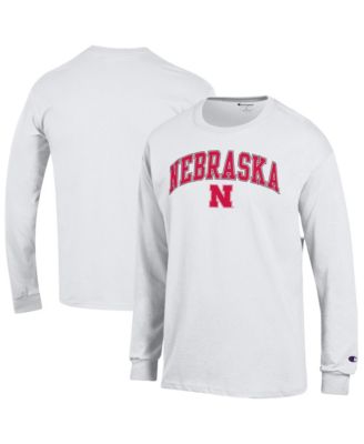 Men's&nbsp;Champion White Nebraska Huskers Arch Over Logo Long sleeves T-Shirt