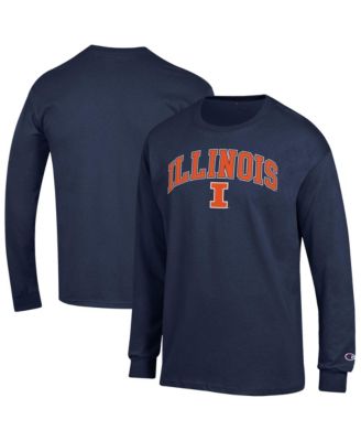 Men's&nbsp;Champion Navy Illinois Fighting Illini Arch Over Logo Long Sleeve T-Shirt