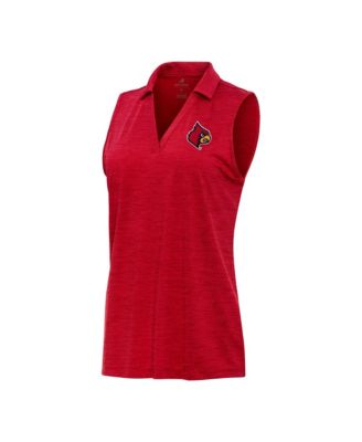 Women's Heather Red Louisville Cardinals Layout Sleeveless V-Neck Polo Shirt