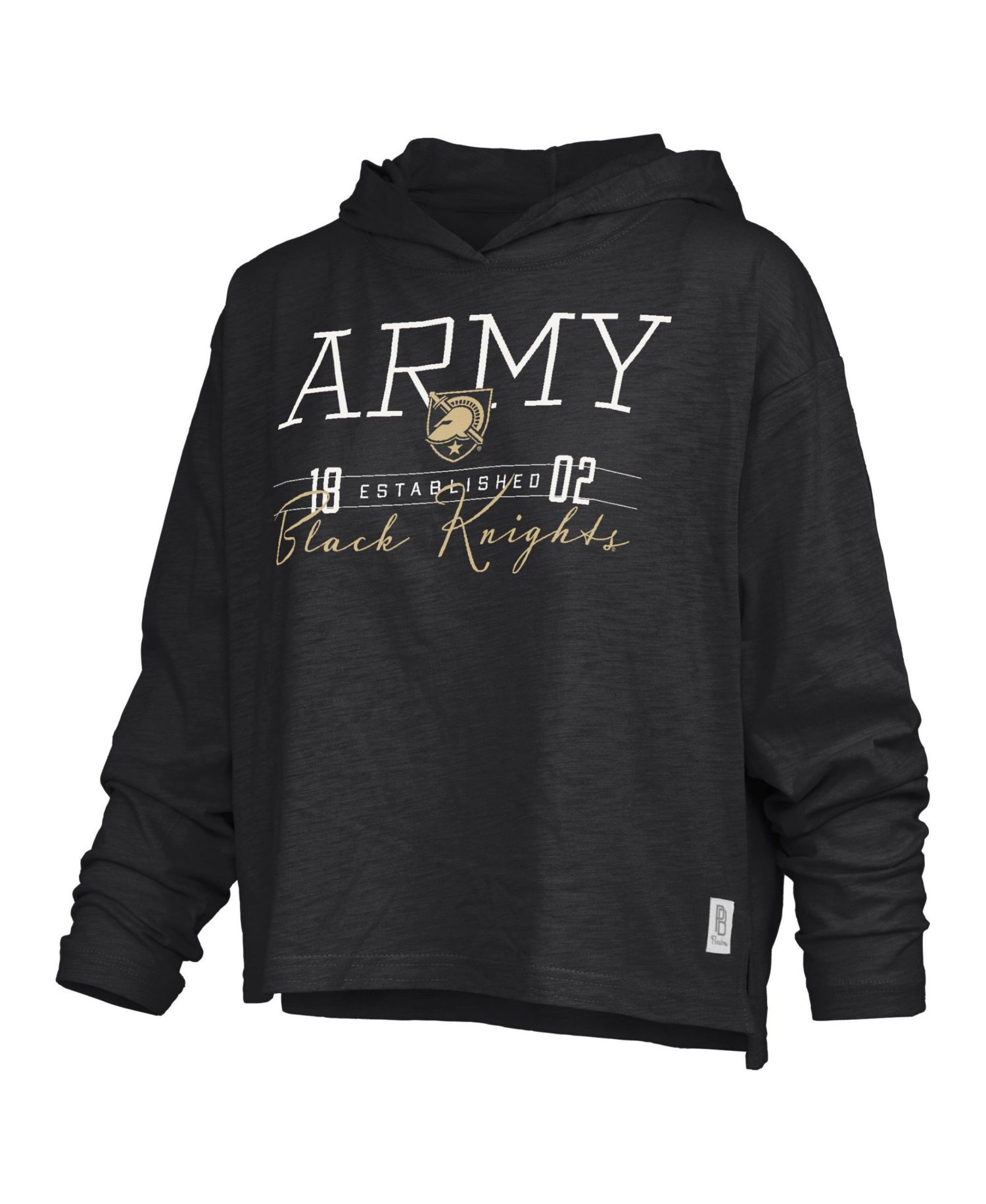 Women's Black Army Black Knights Castillo Slub Waist Length Long Sleeve Hooded T-Shirt