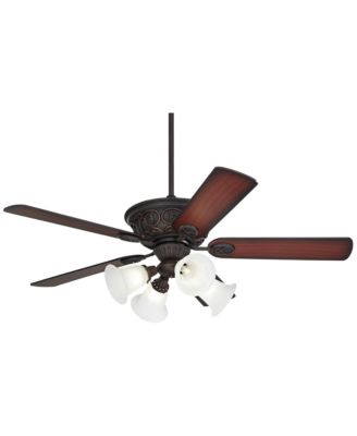 52" Contessa Traditional Indoor Ceiling Fan 5 Blade Marbleized Glass LED Light Bronze Finish Bedroom Living Room