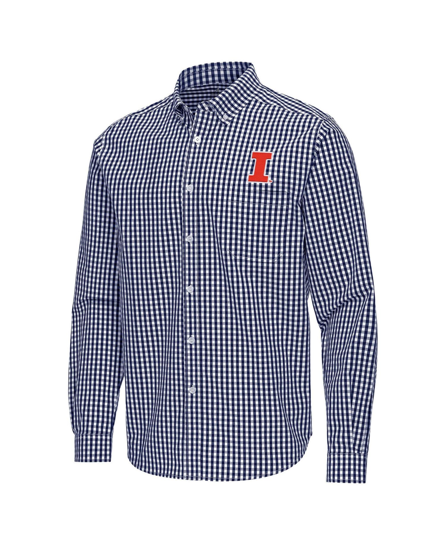 Men's Navy Illinois Fighting Illini Ellis Woven Tri-Blend Long Sleeve Button-Down Shirt