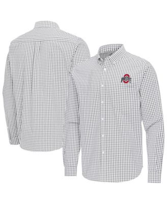 Men's Gray Ohio State Buckeyes Ellis Woven Tri-Blend Long Sleeve Button-Down Shirt