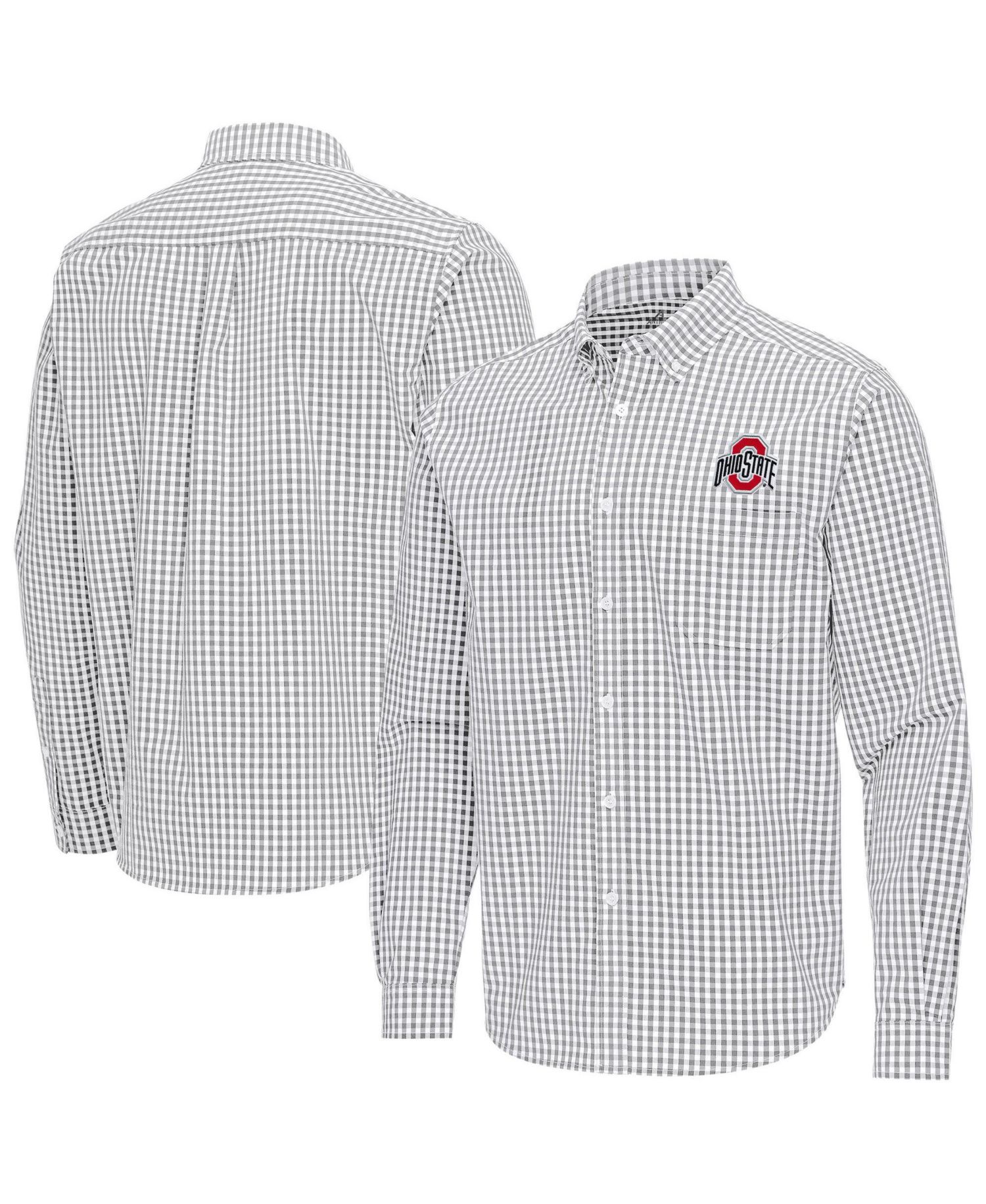 Men's Gray Ohio State Buckeyes Ellis Woven Tri-Blend Long Sleeve Button-Down Shirt