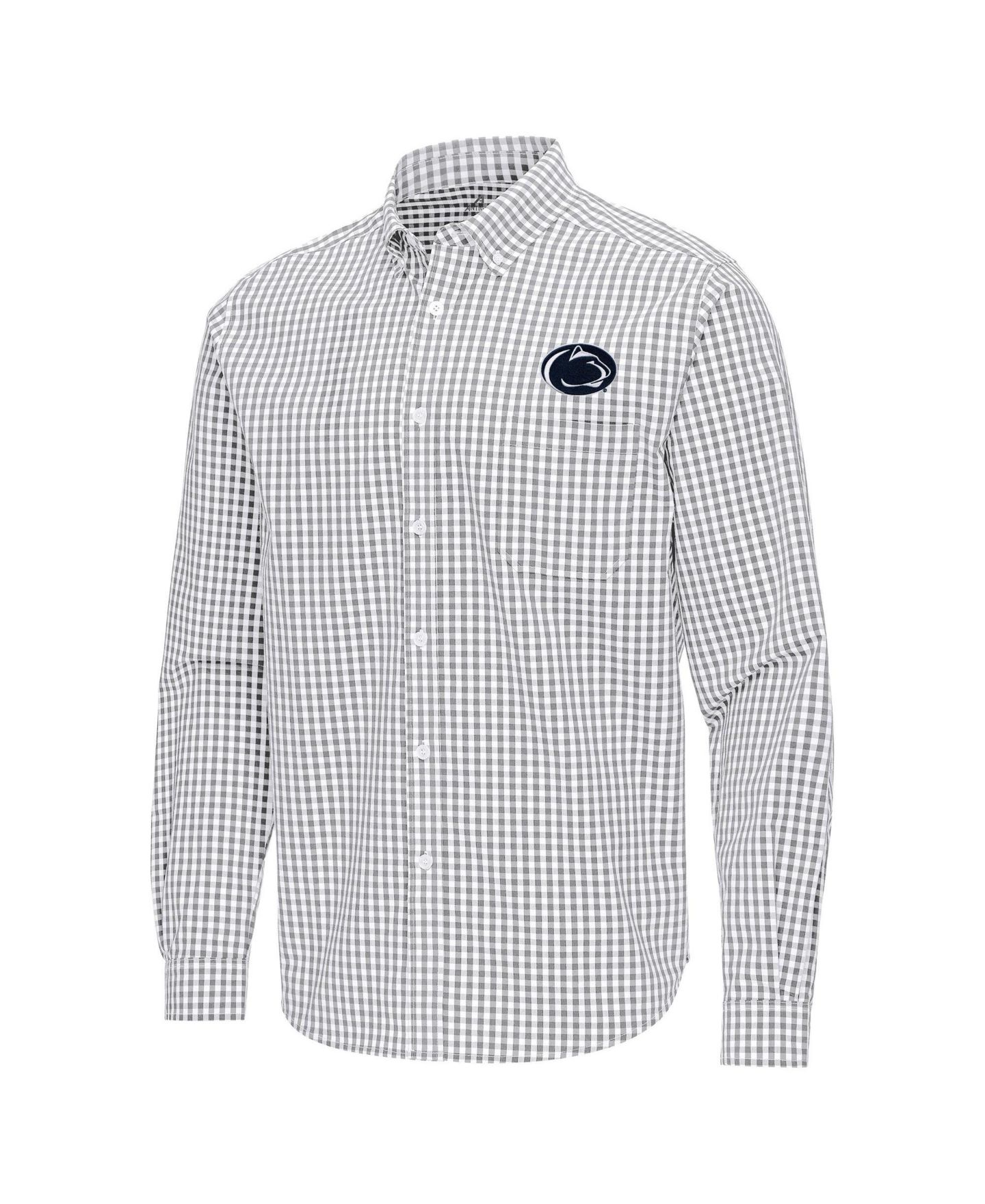 Мужская рубашка Antigua Gray Penn State Nittany Lions Ellis Woven Tri-Blend Long Sleeve Button-Down — фото 2