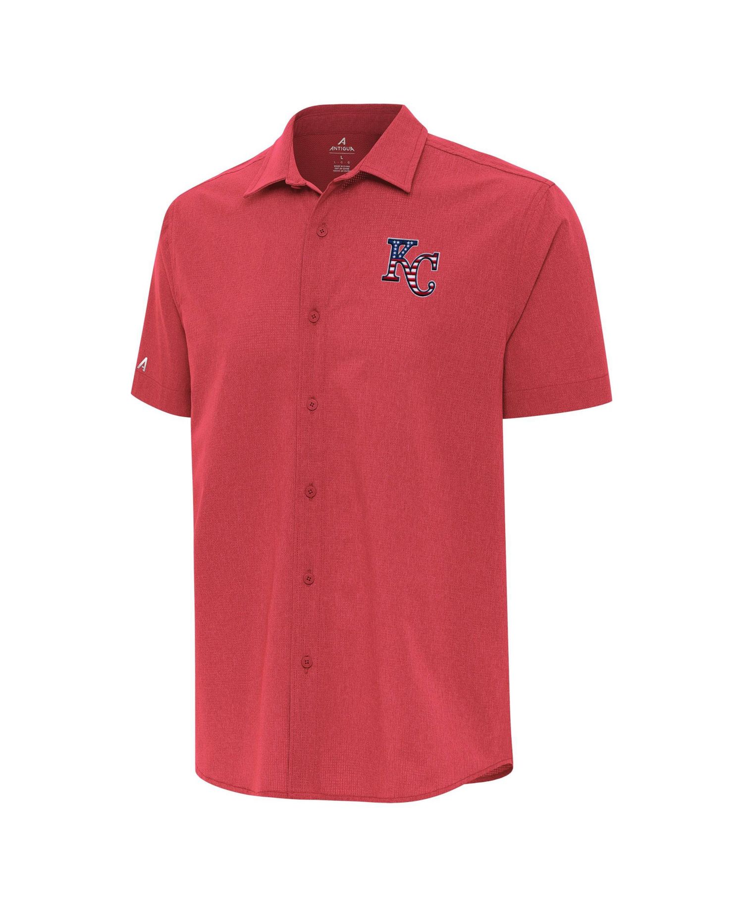 Men's Red Kansas City Royals Activate Stars and Stripes Team Logo Short Sleeve Button-Up Shirt
