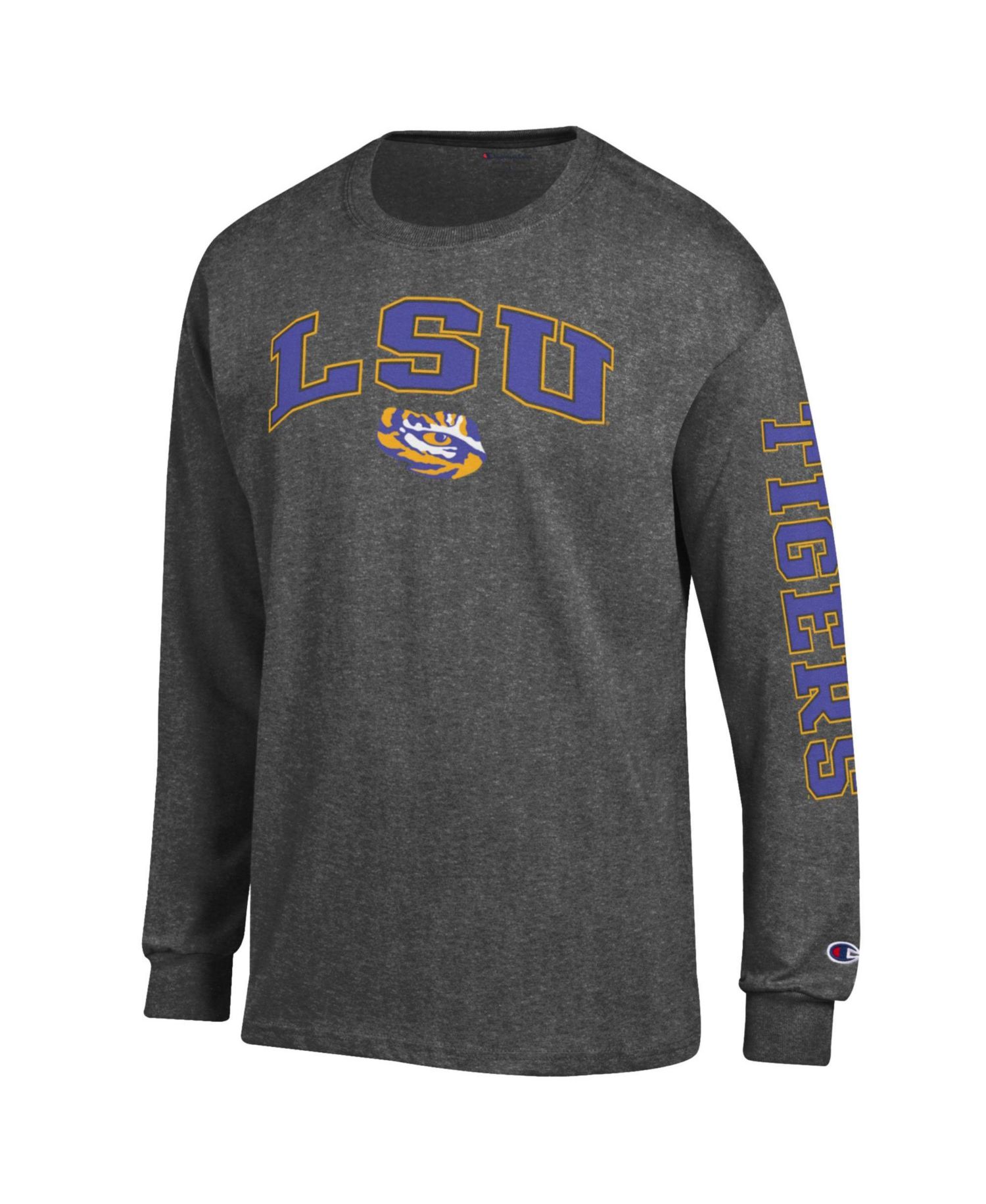 Men's Purple LSU Tigers Arch Over Logo 2-Hit Long Sleeve T-Shirt
