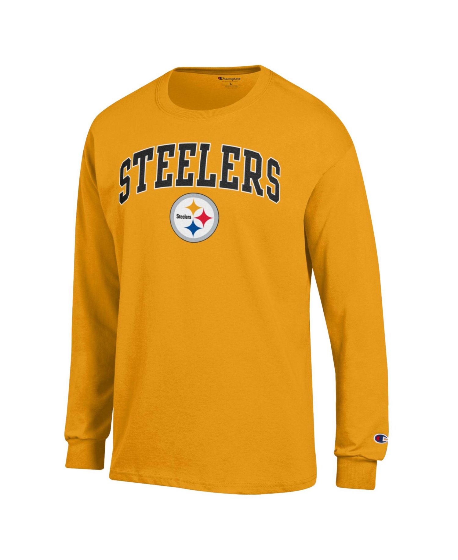 Men's Gold Pittsburgh Steelers Arch Over Logo Long Sleeve T-Shirt