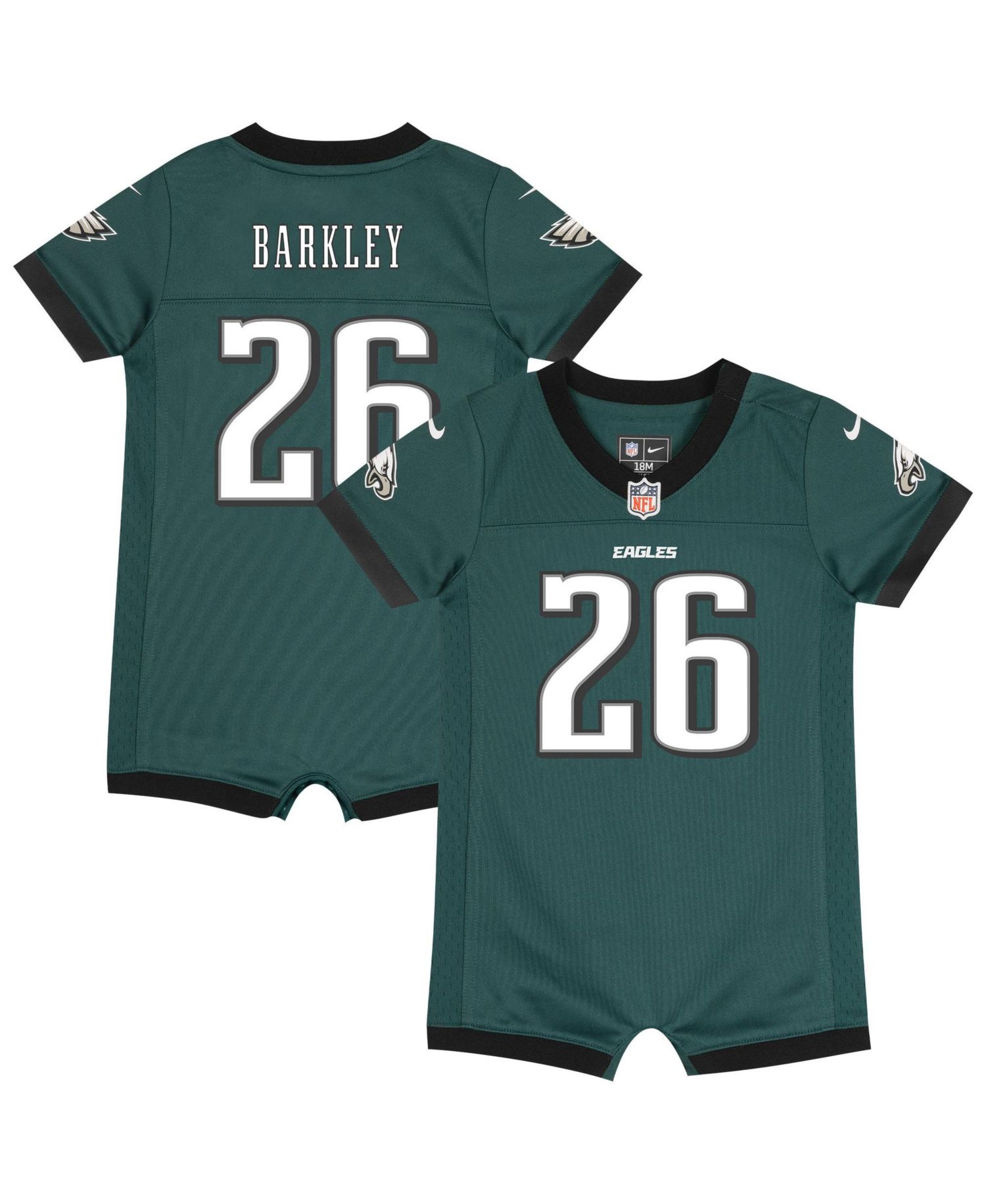 Baby Boys and Girls Saquon Barkley Midnight Green Philadelphia Eagles Romper Jersey