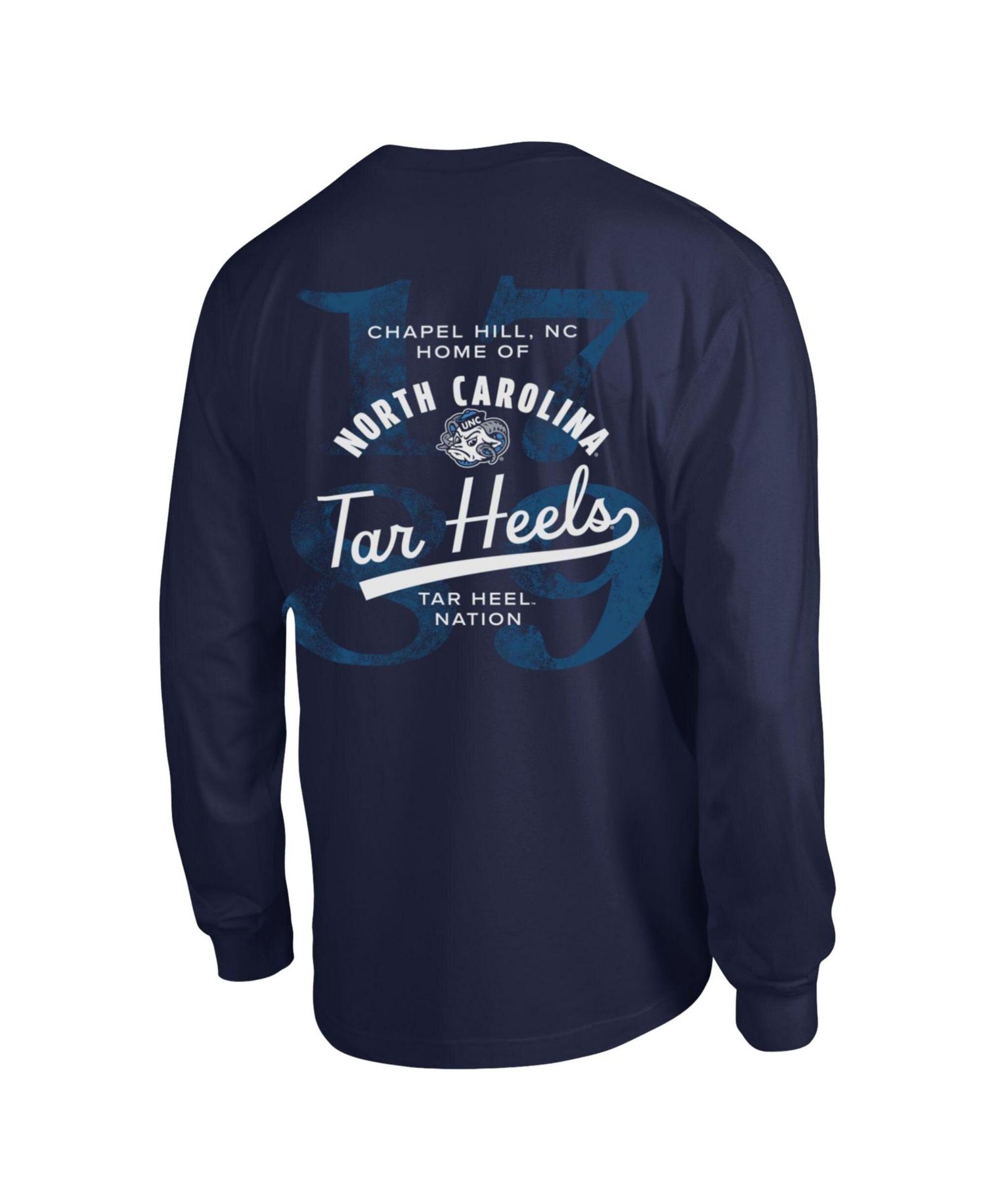 Men's Navy North Carolina Tar Heels Laminated All-Star Long Sleeve T-Shirt