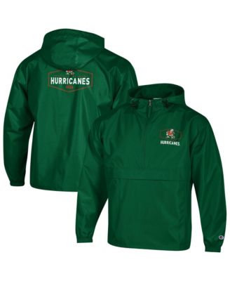 Men's Green Miami Hurricanes Delay Packable Half-Zip Jacket