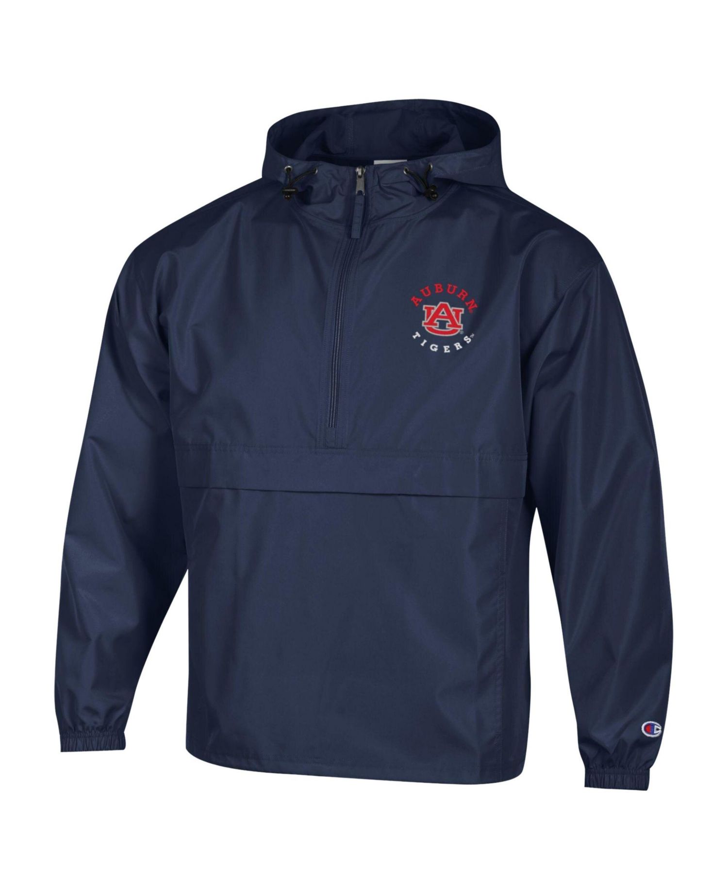 Men's Navy Auburn Tigers Packable Hooded Windbreaker Half-Zip Jacket