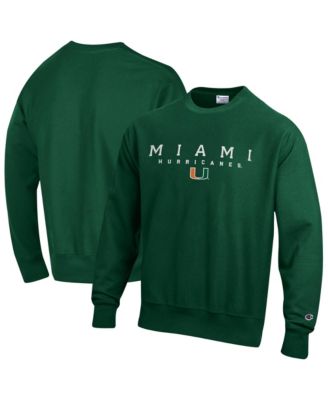 Men's Green Miami Hurricanes Relentless Reverse Weave Sweatshirt