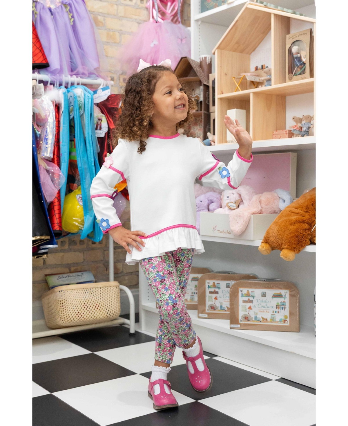 Florence Eiseman Big Girls (7-8) Knit Tunic Set with Flowers