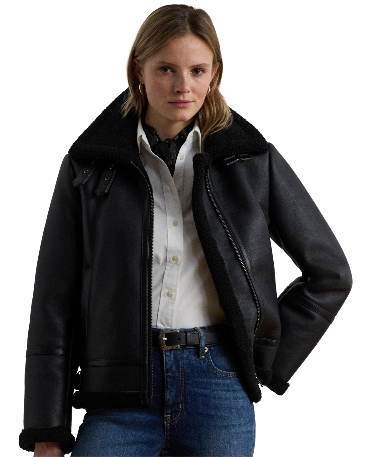 Lauren Ralph Women's Moto Faux-Leather Jacket