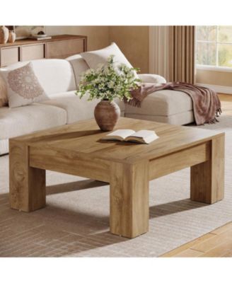 Square Coffee Table, 39-Inch Wooden Coffee Table with Sturdy Legs, Easy Assembly