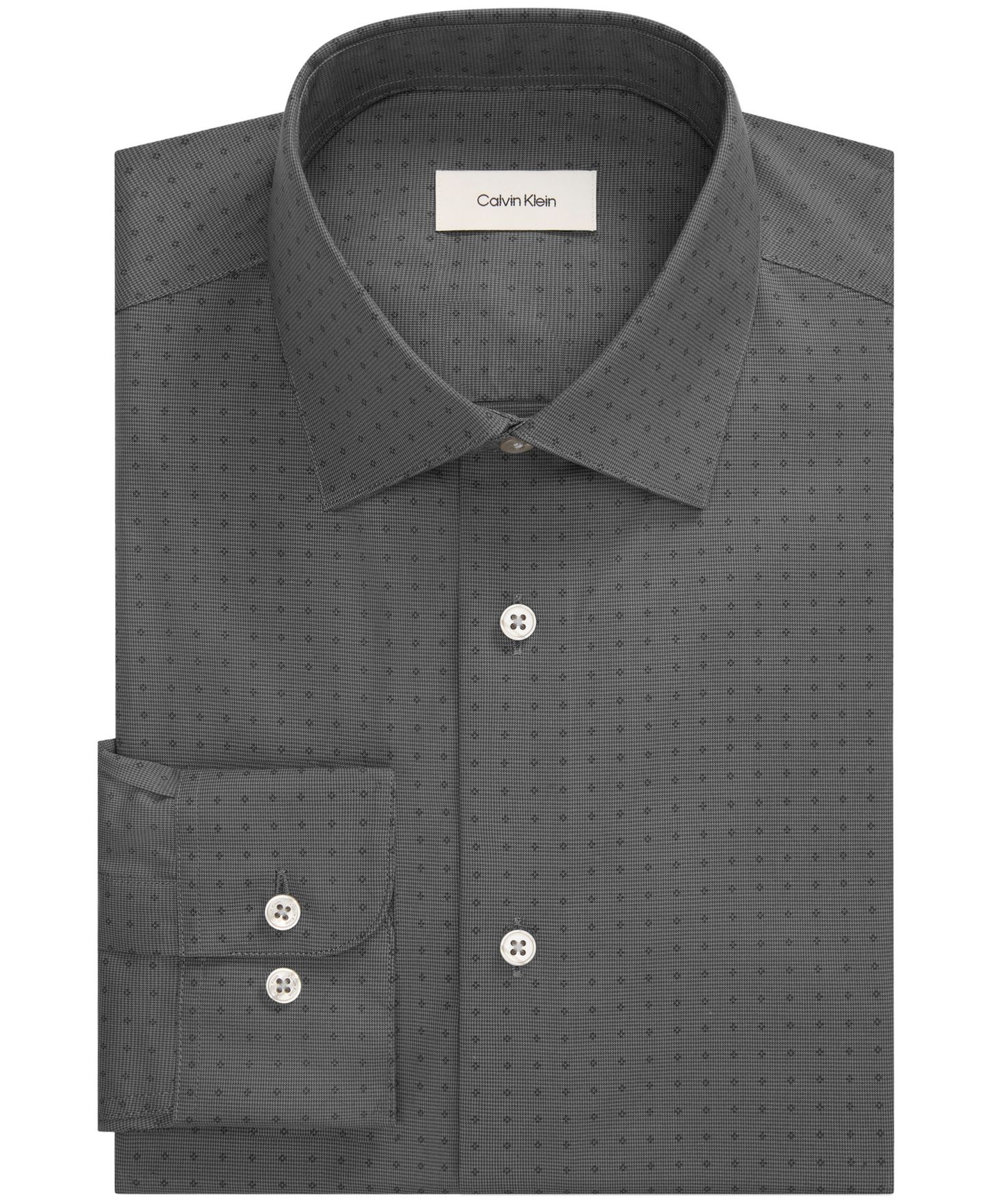 Мужская рубашка Calvin Klein Regular-Fit Dress Shirt, цвет: Серый — фото 3