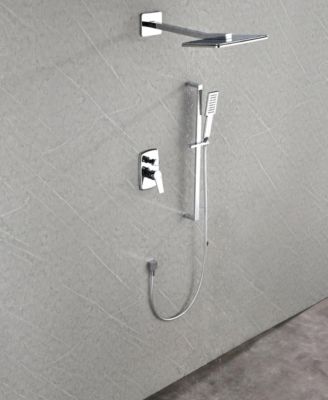 Wall-Mounted Shower System with Rain Shower Head, Hand Shower and Slide Bar, Self-Cleaning Nozzles